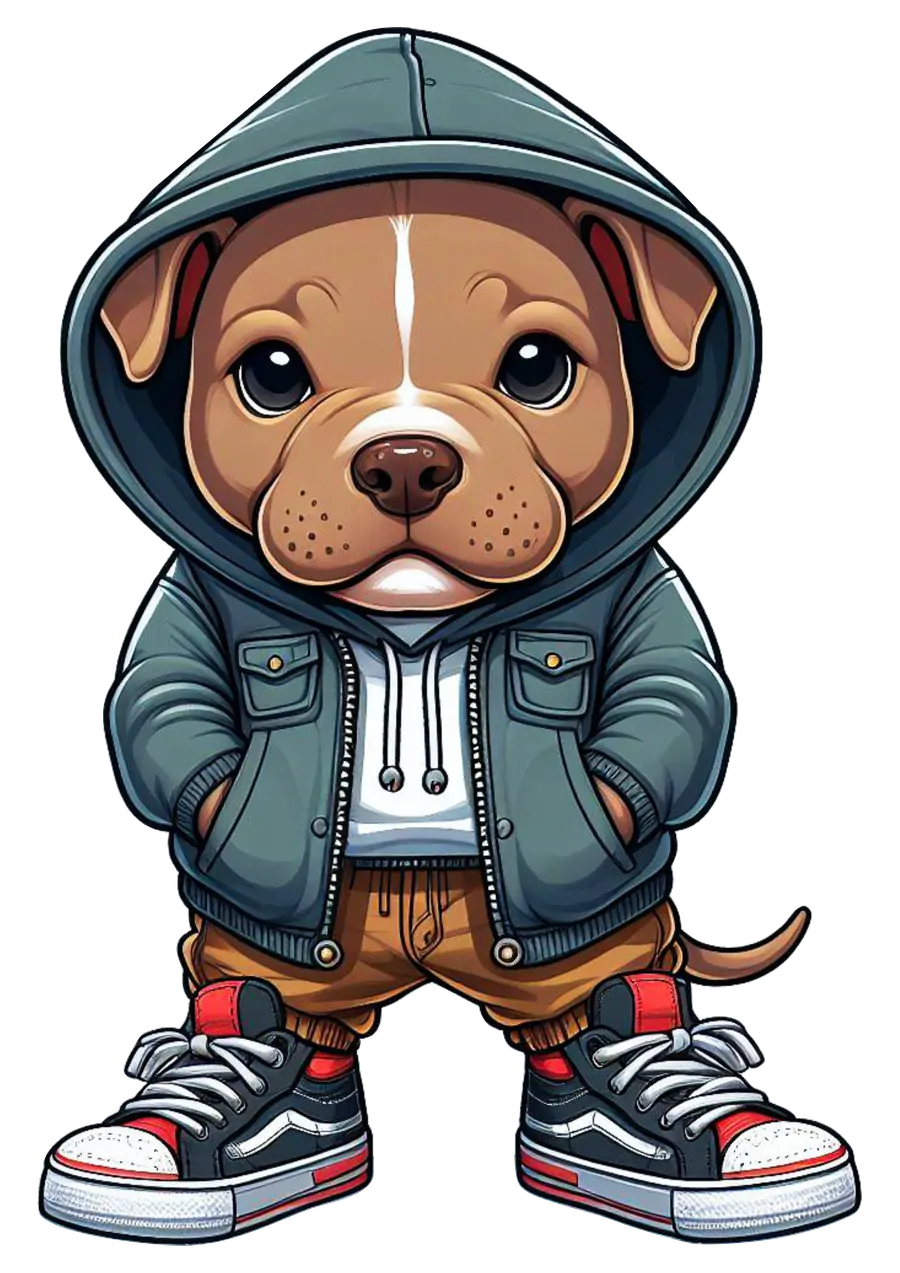 Cachorrinho Pitbull com Jaqueta Verde PNG transparente