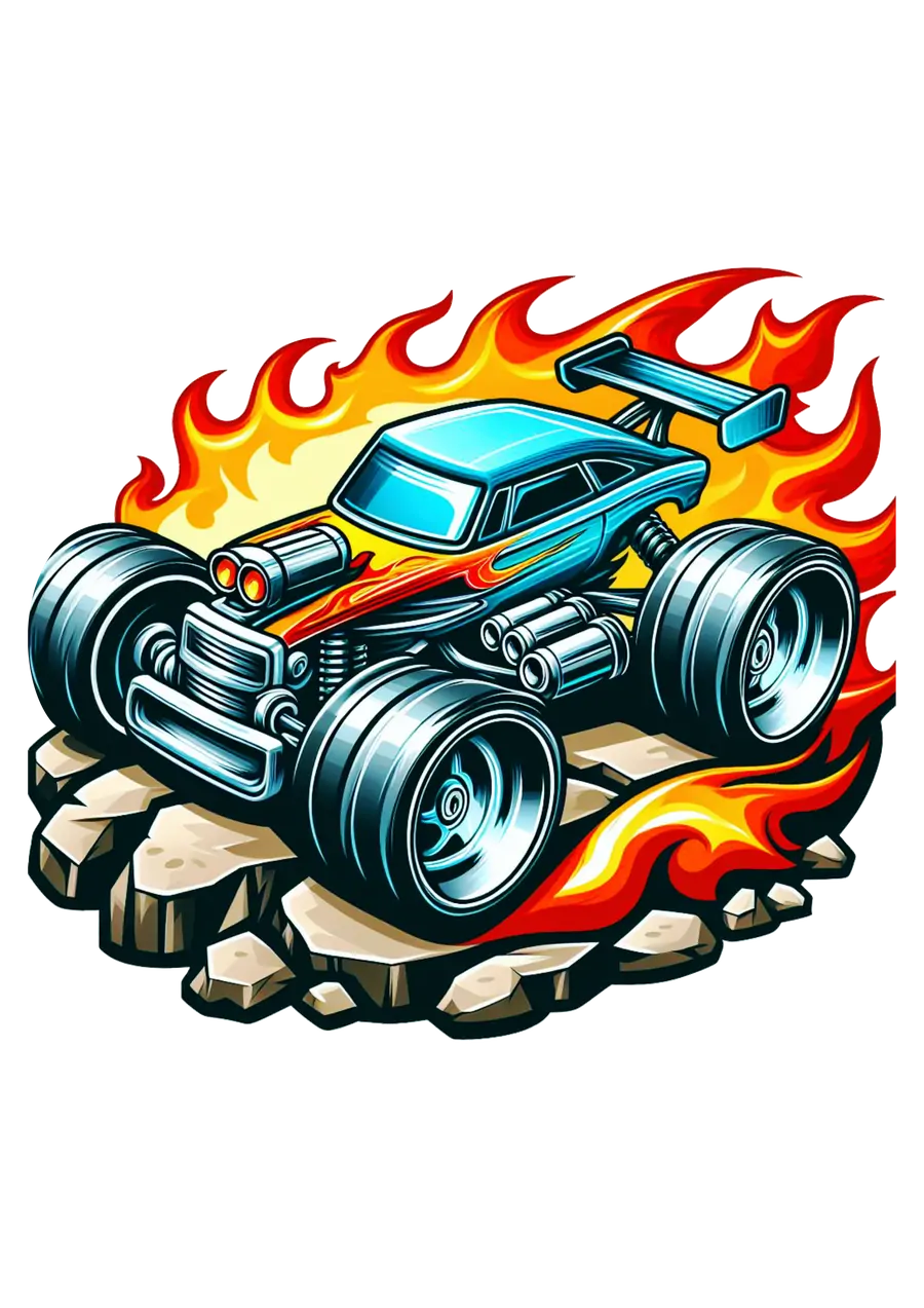 Carro Monster Truck Turbinado com Chamas PNG transparente