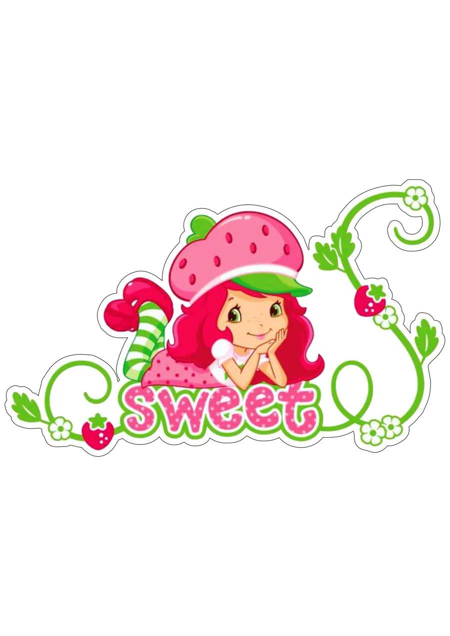 Moranguinho Deitada com Letreiro Sweet PNG transparente