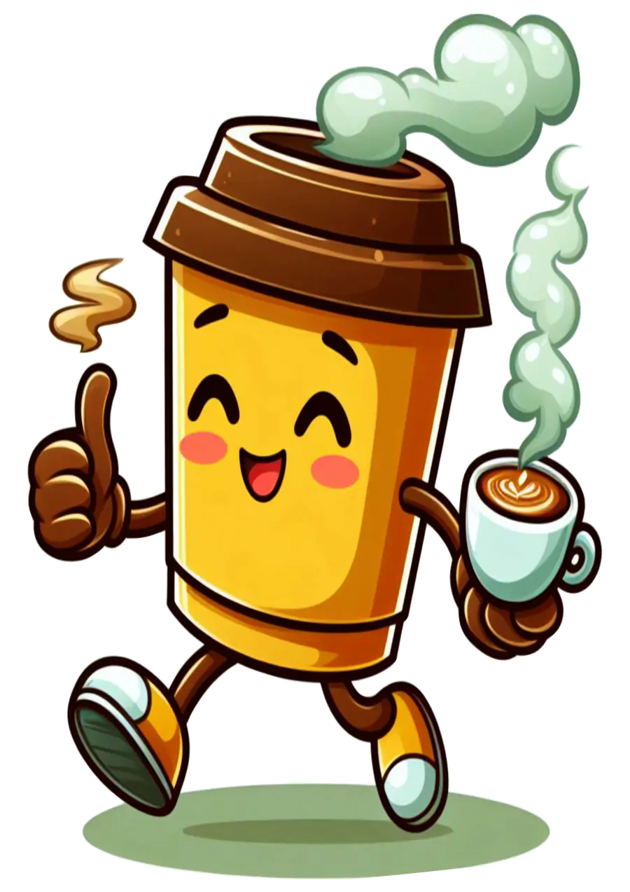Copo de Café Amarelo Animado PNG transparente