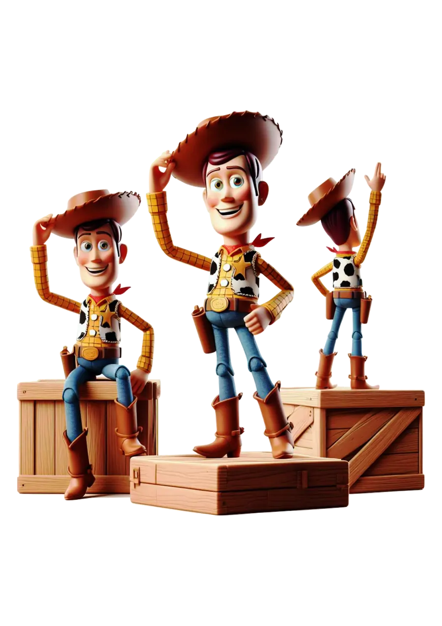 Woody Toy Story em Três Poses PNG transparente