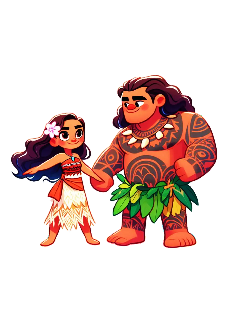 Moana e Maui de Mãos Dadas PNG transparente