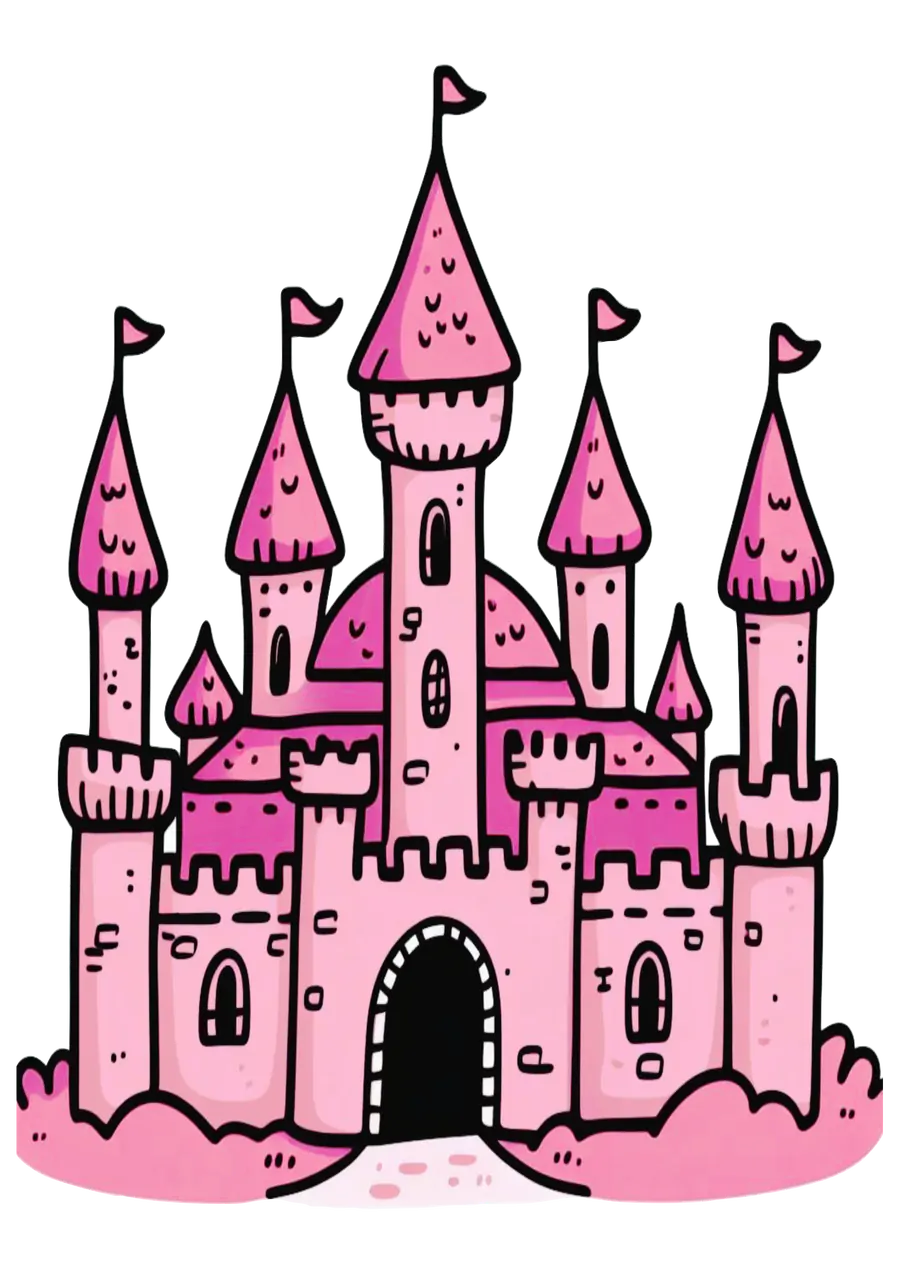 Castelo Encantado Rosa Infantil PNG transparente