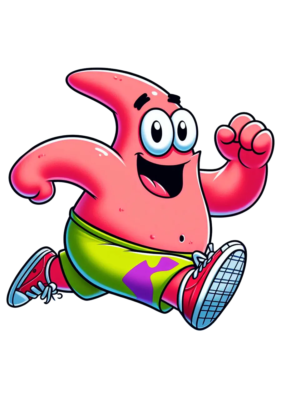 Patrick Estrela Correndo Brincando PNG transparente