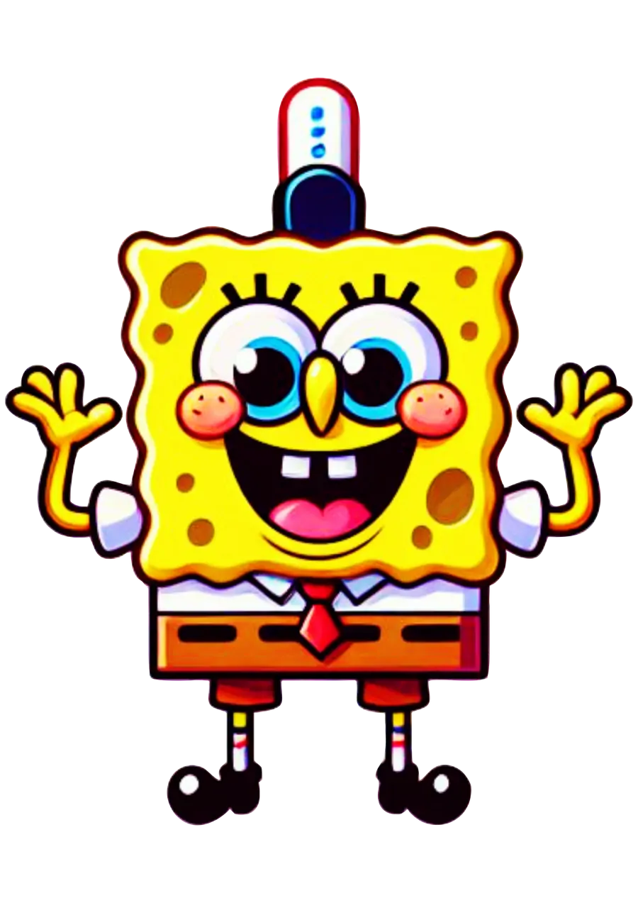 Bob Esponja Feliz Mãos Para Cima PNG transparente