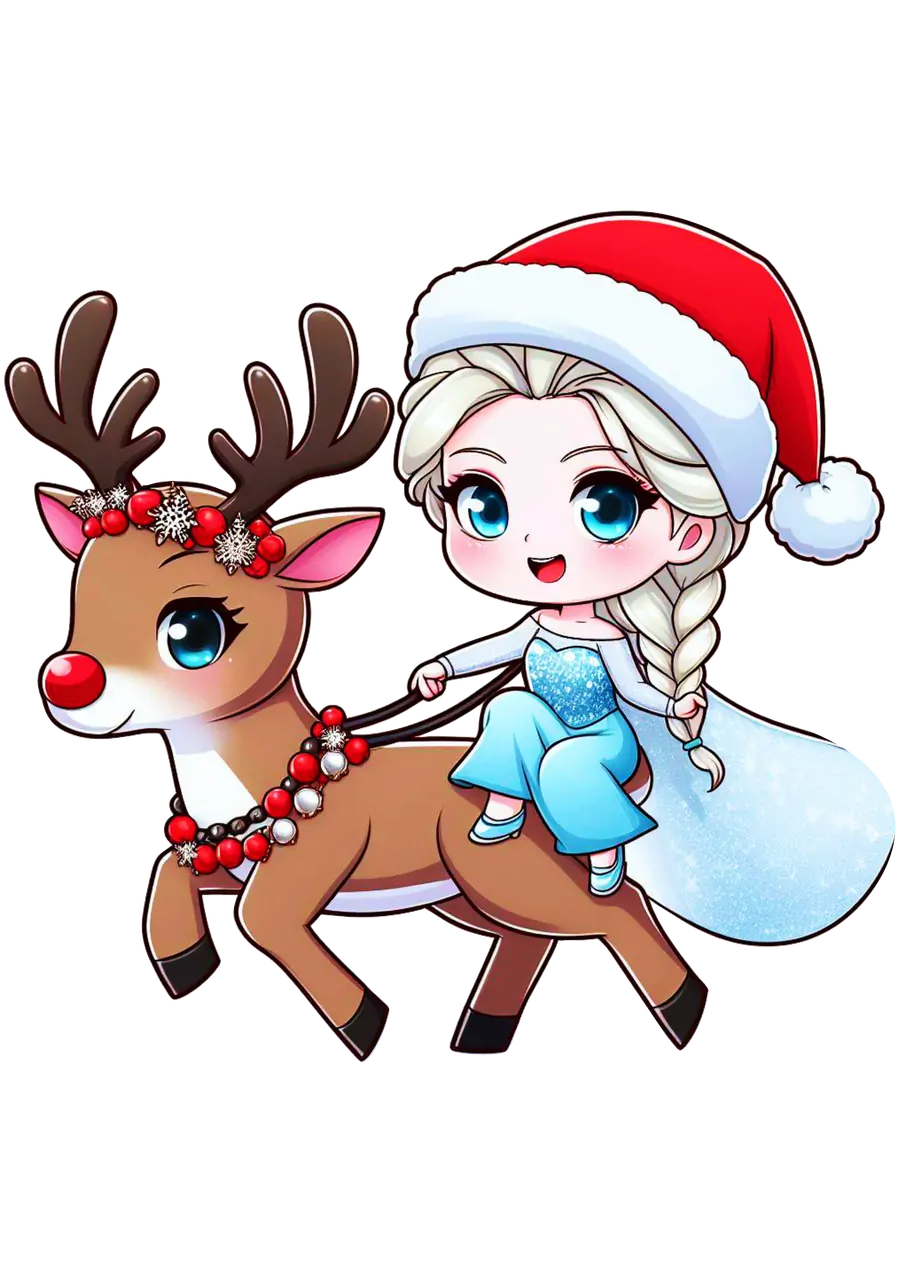 Elsa Frozen com Gorro de Natal PNG transparente