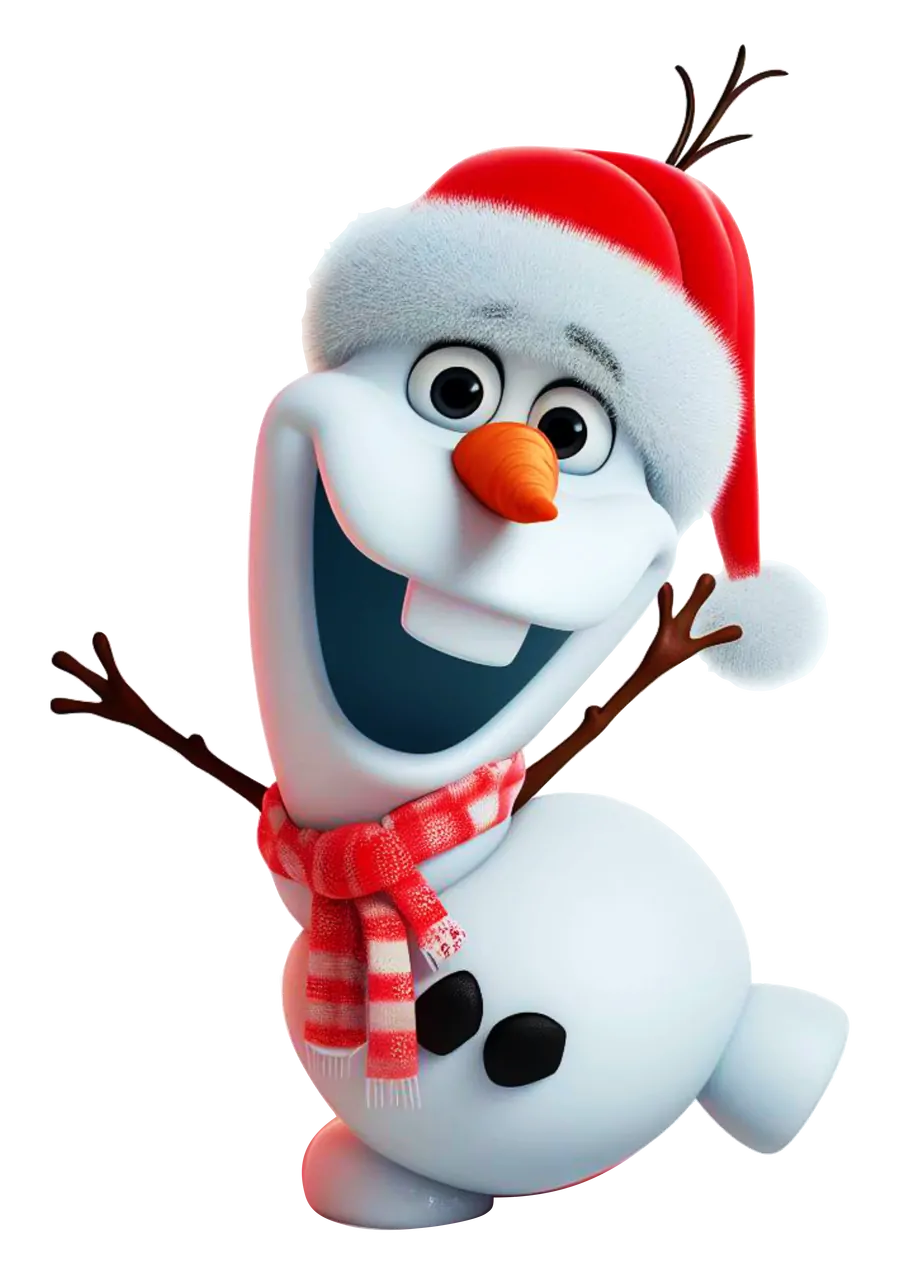 Olaf Acenando com Roupa de Natal PNG transparente