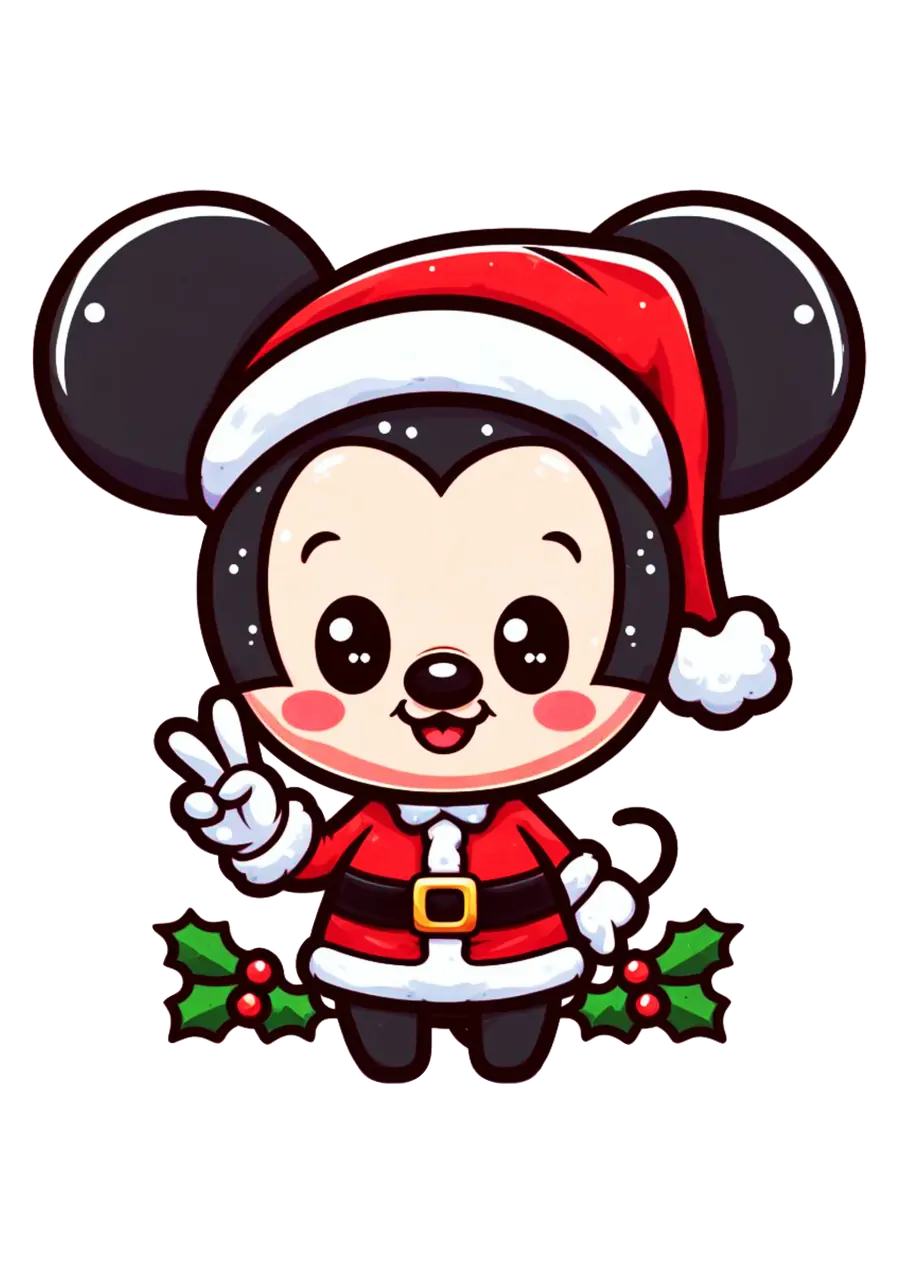 Mickey Mouse Natal Chibi Paz PNG transparente
