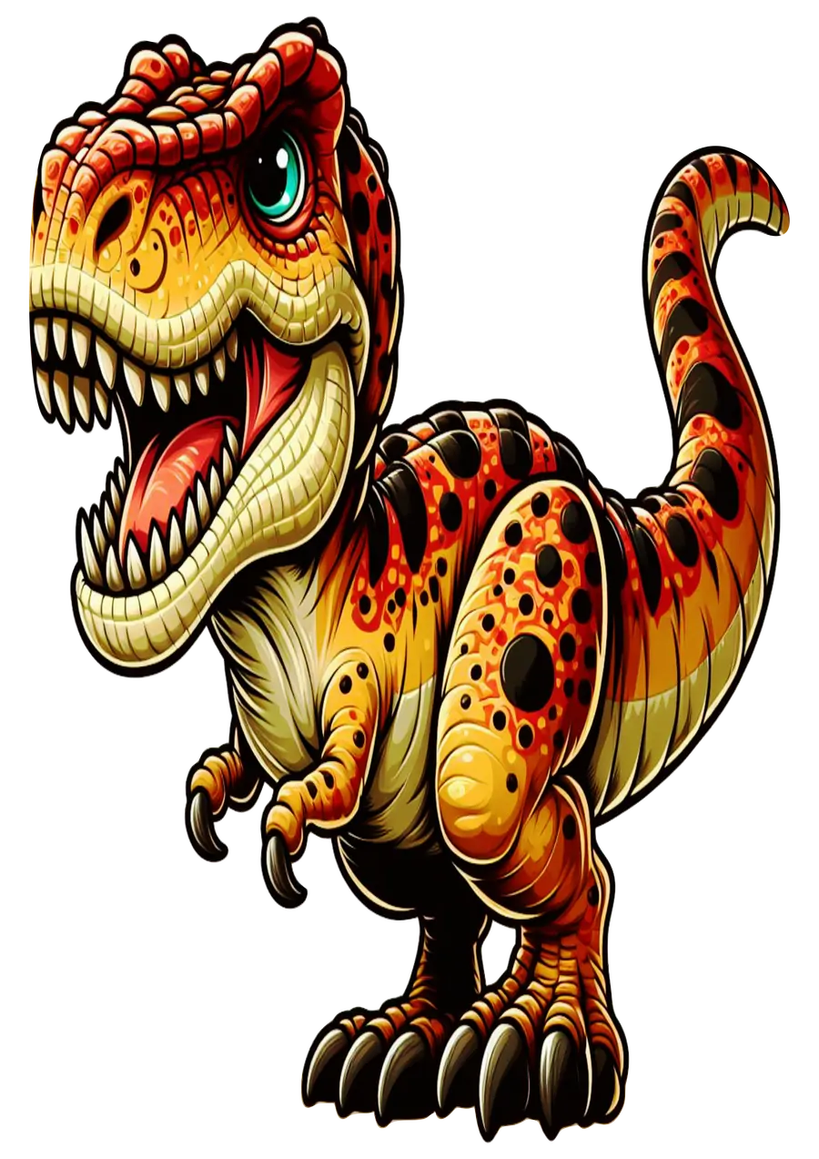 Dinossauro T-Rex Vermelho com Manchas PNG transparente