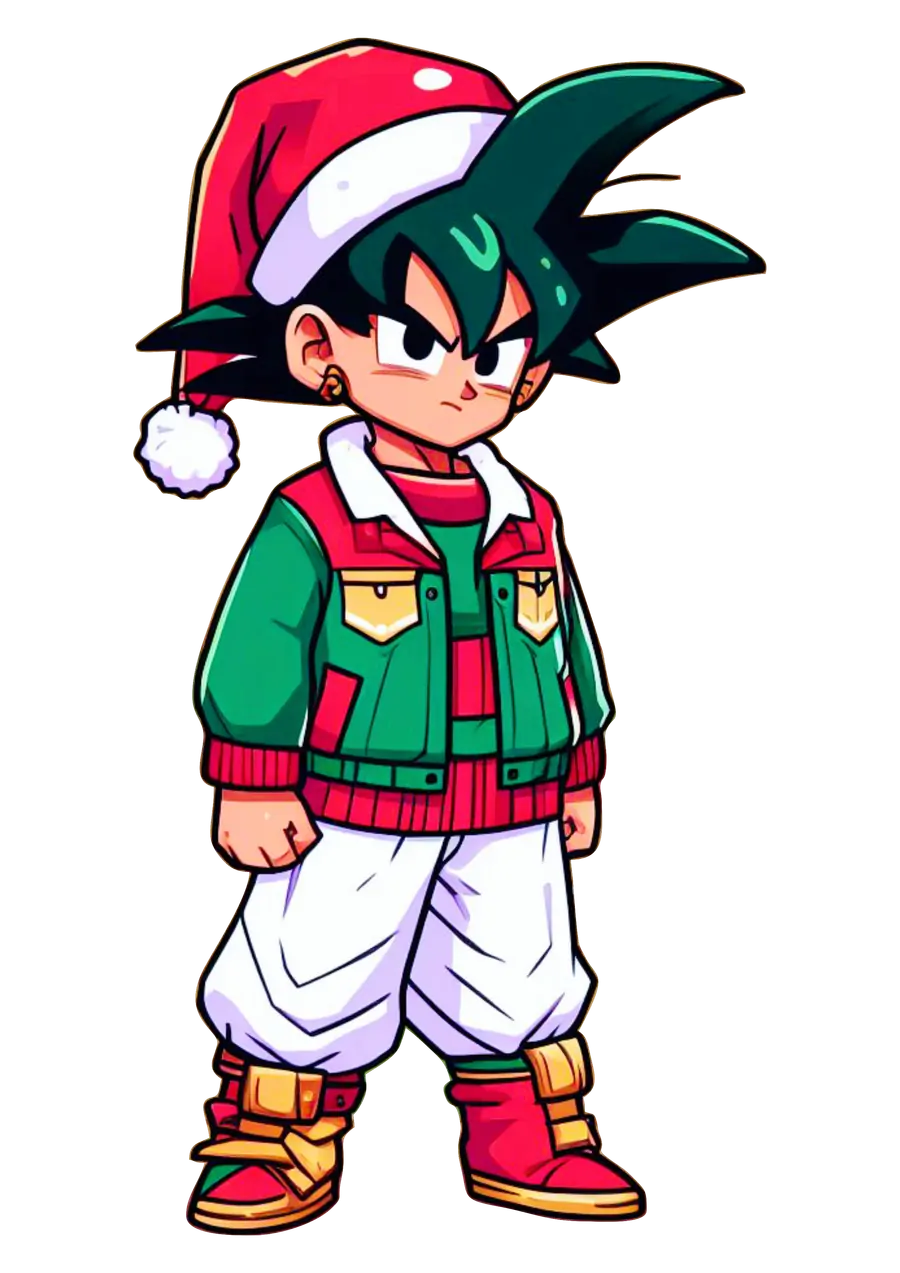 Goku Pequeno com Gorro de Natal PNG transparente