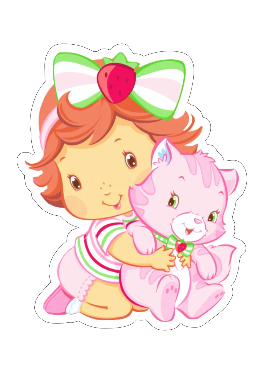 Moranguinho Baby com Gatinho Rosa PNG transparente