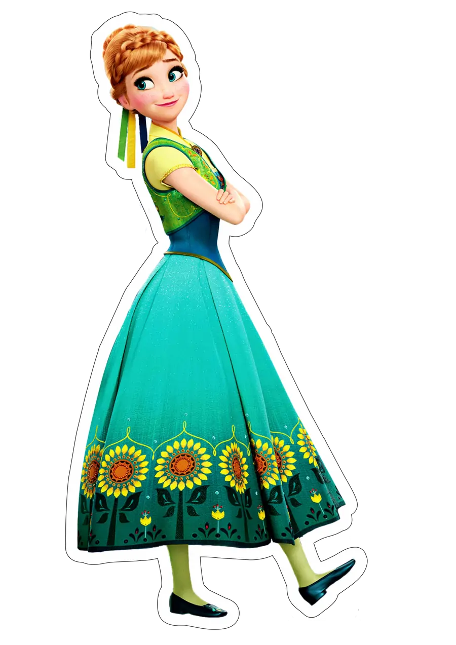 Princesa Anna Vestido Girassóis PNG transparente