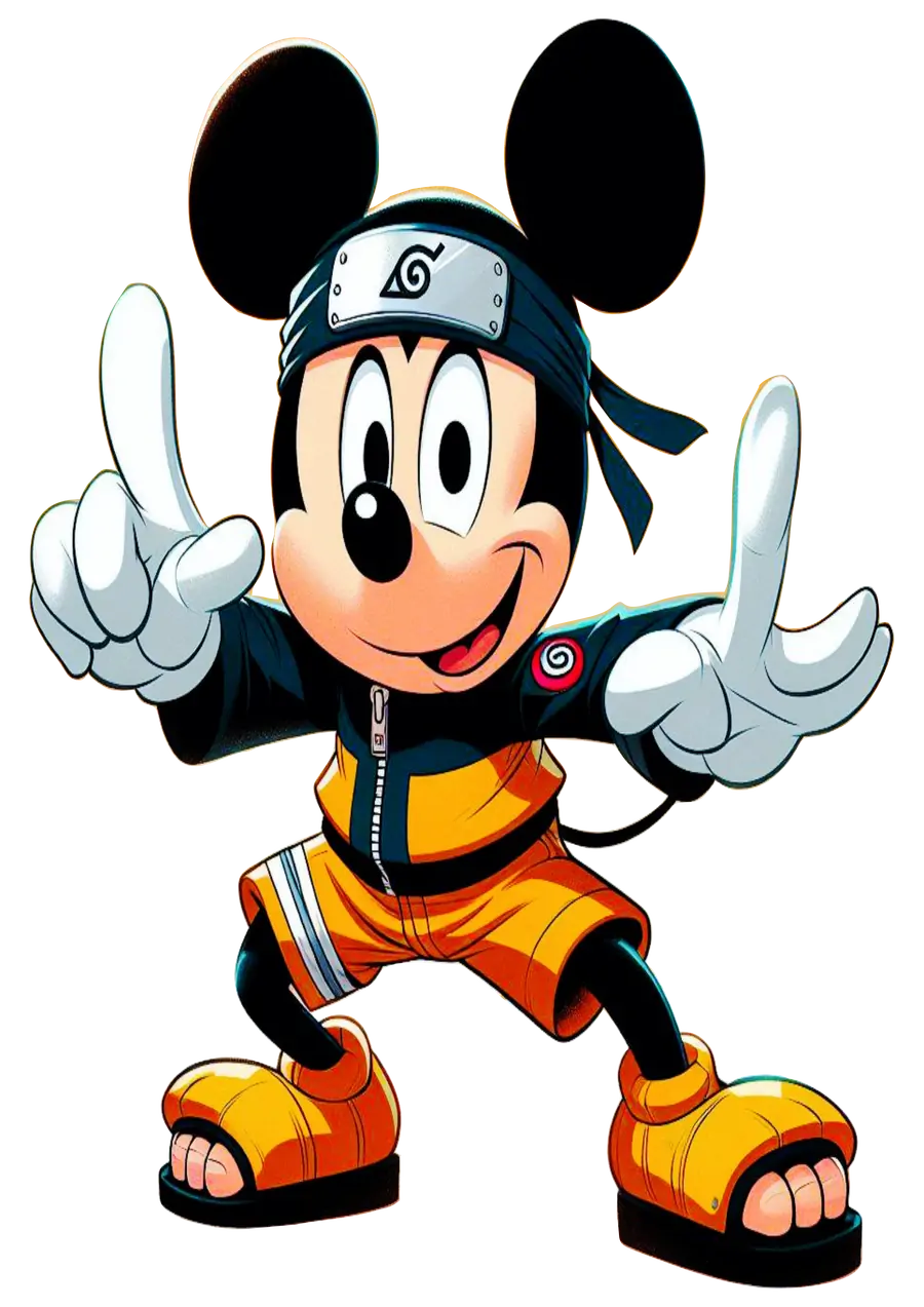 Mickey Mouse Naruto Fazendo Jutsu PNG transparente