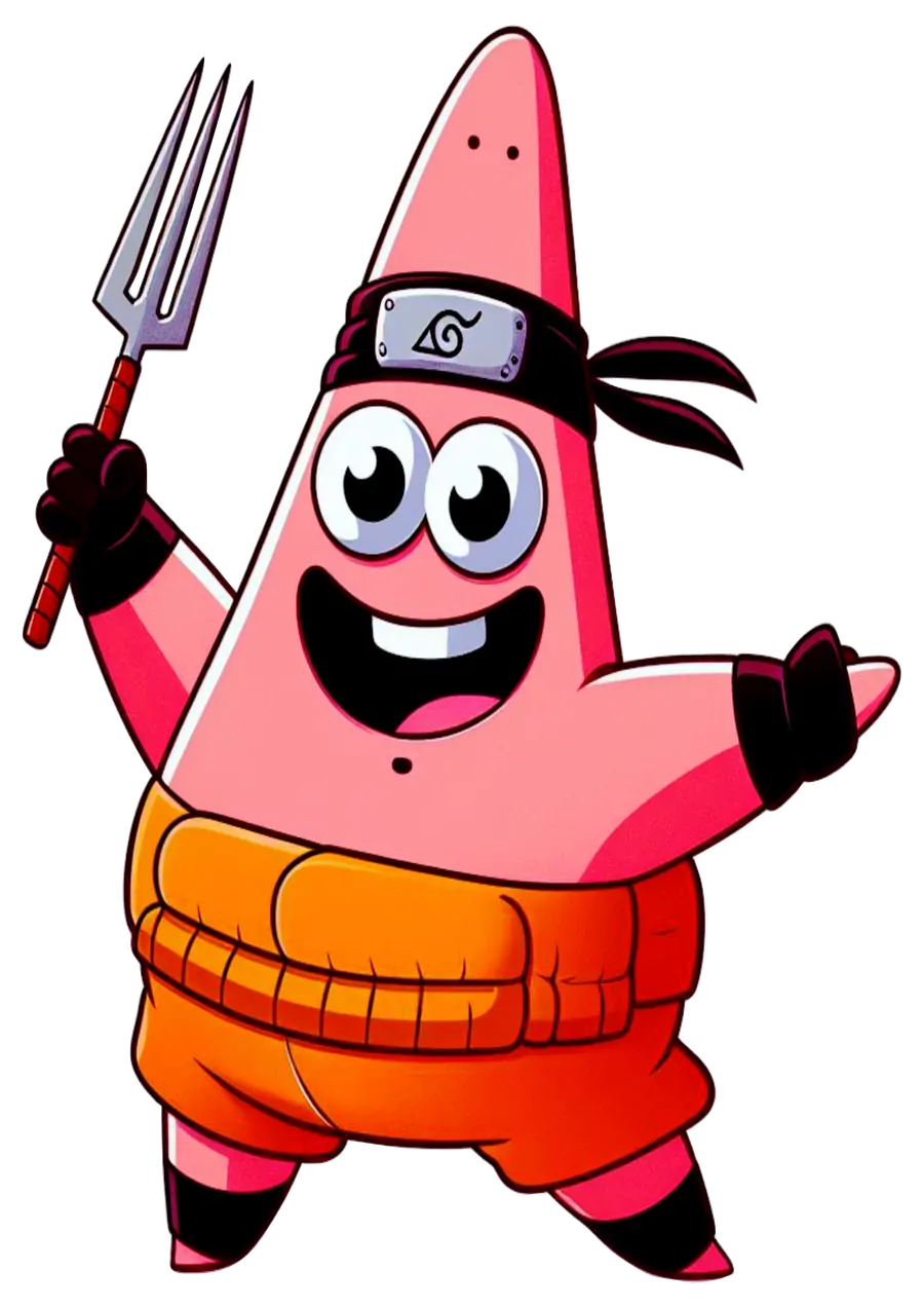 Patrick Estrela Naruto com Garfo PNG transparente
