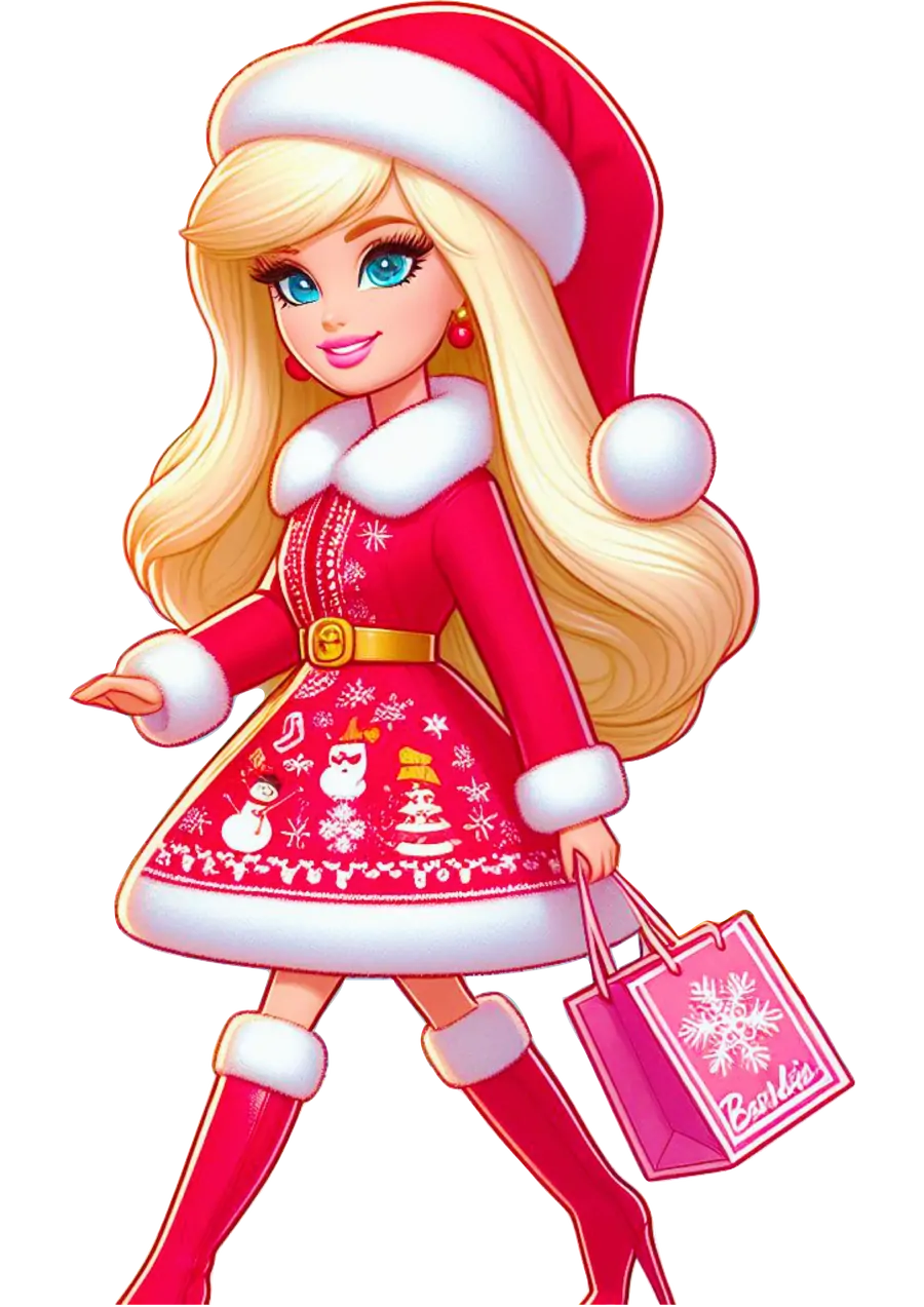 Barbie com Vestido de Natal PNG transparente