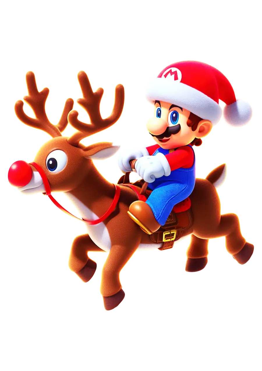 Mario Bros Andando de Rena Natalina PNG transparente