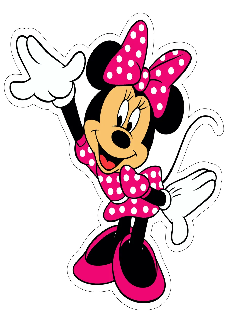 Minnie Mouse Rosa Acenando PNG transparente