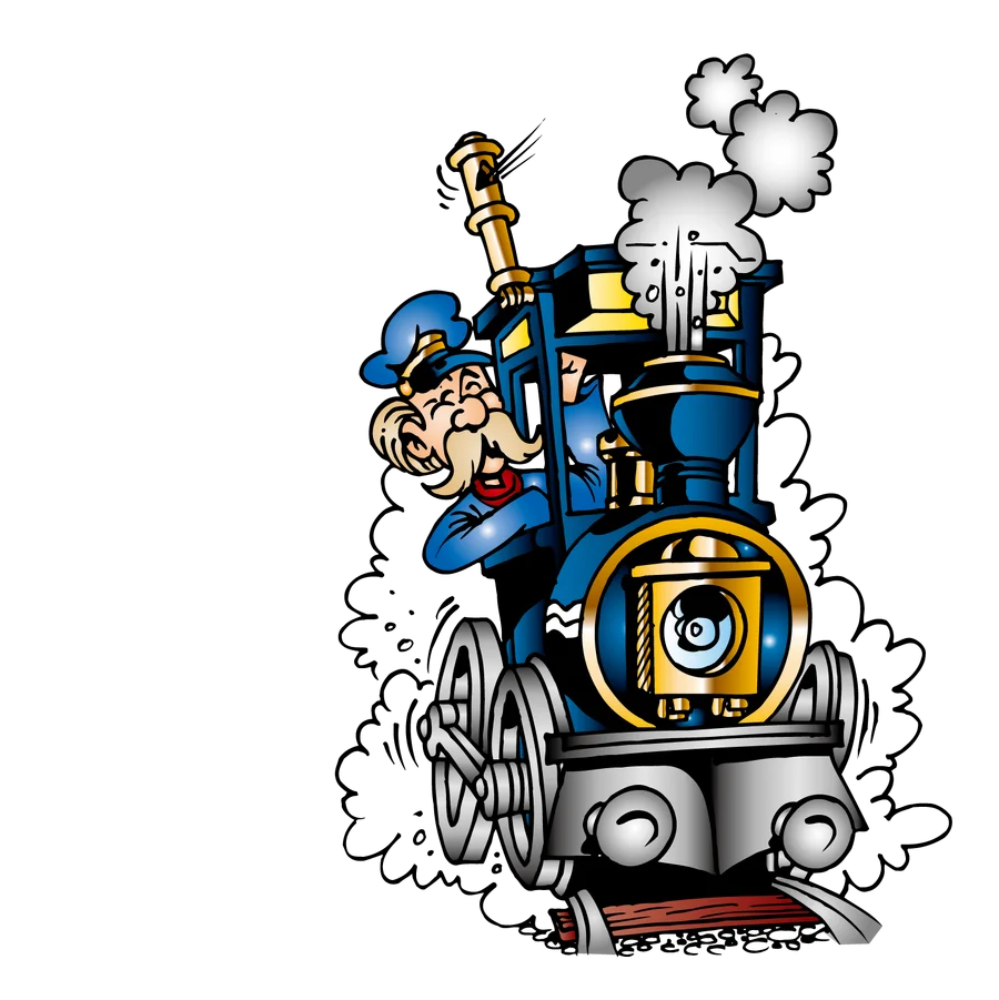 Maquinista e Locomotiva Desenho PNG transparente