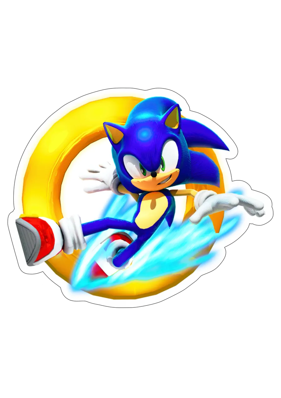 Sonic the Hedgehog com Anel Dourado PNG transparente