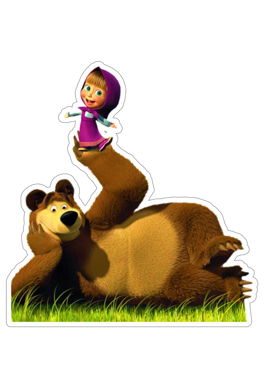 Masha em Cima do Urso Deitado PNG transparente