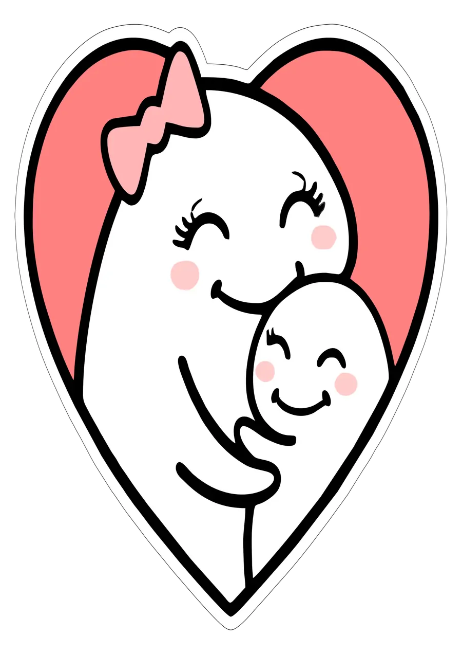 Flork Abraço de Mãe e Filho com Coração PNG transparente