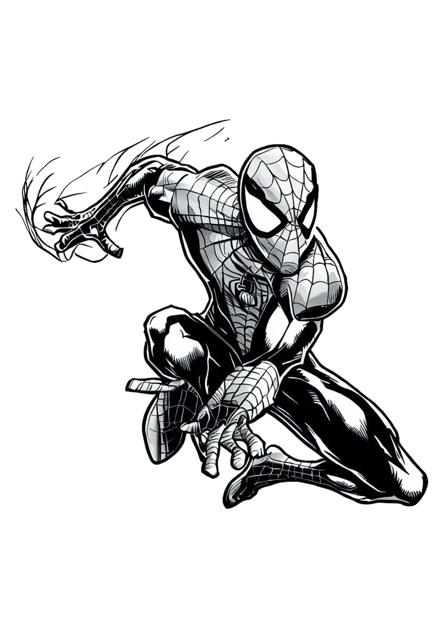 Homem Aranha em Estilo Mangá para Colorir PNG transparente