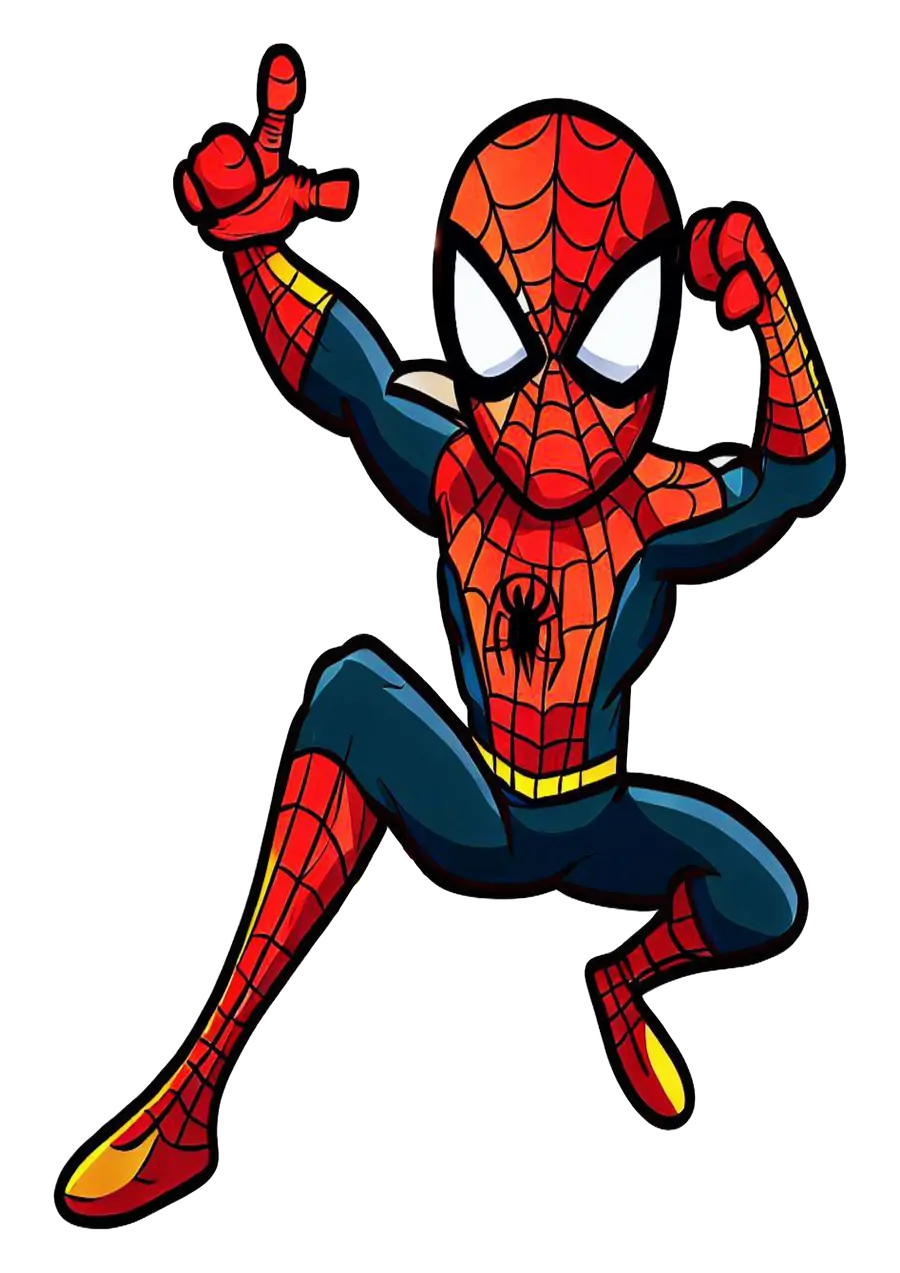 Homem Aranha Chibi Apontando para Cima PNG transparente