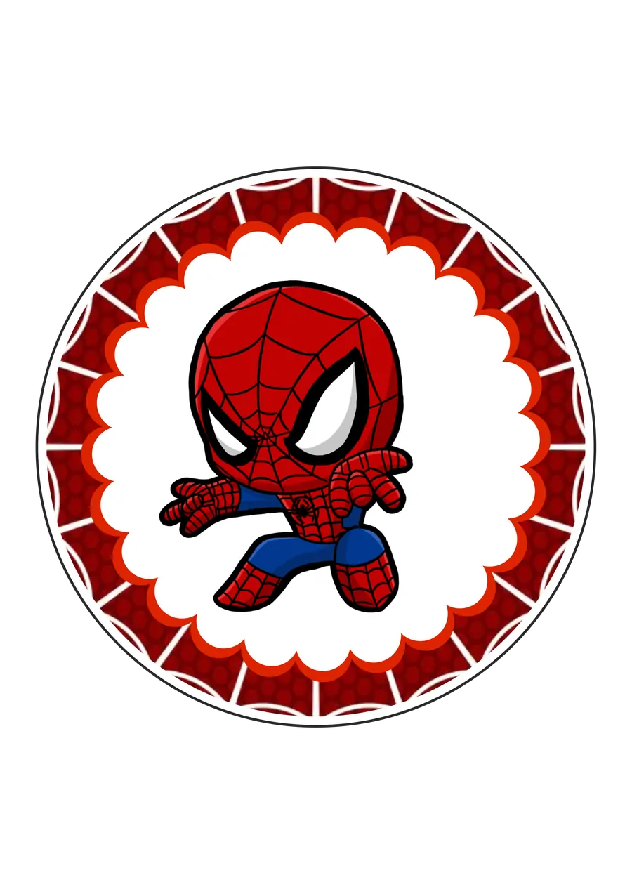 Adesivo Redondo Homem Aranha Chibi PNG transparente