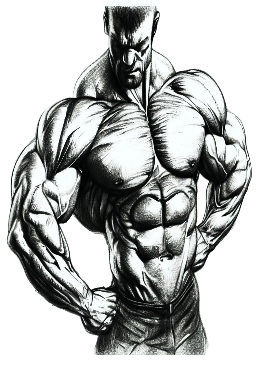 Homem Musculoso Fisiculturista Detalhado PNG transparente