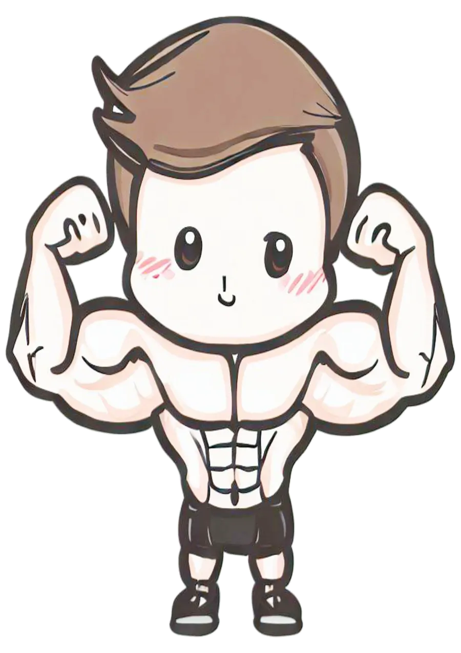 Homem Musculoso Chibi Sorrindo PNG transparente