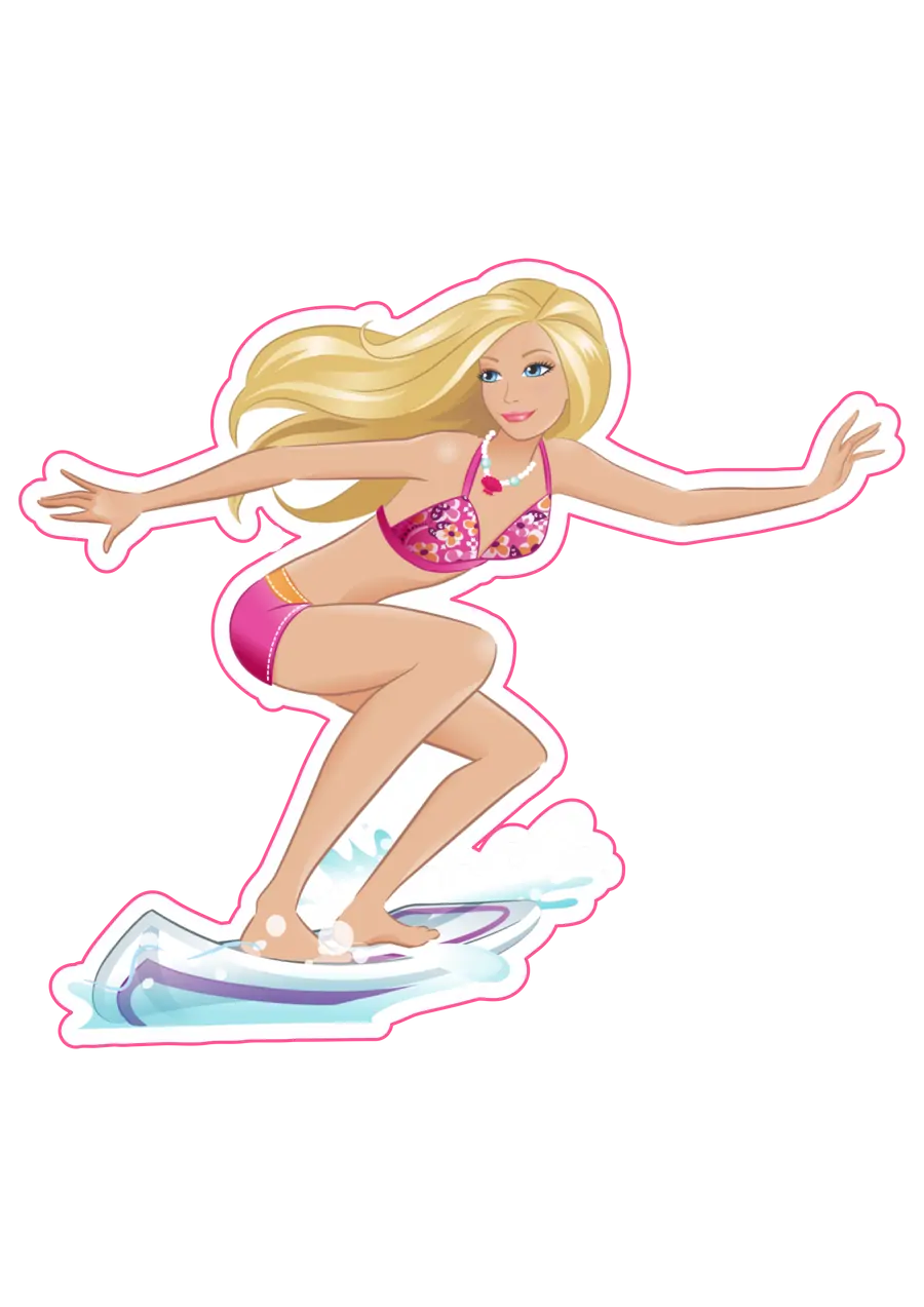 Boneca Barbie Surfando PNG transparente