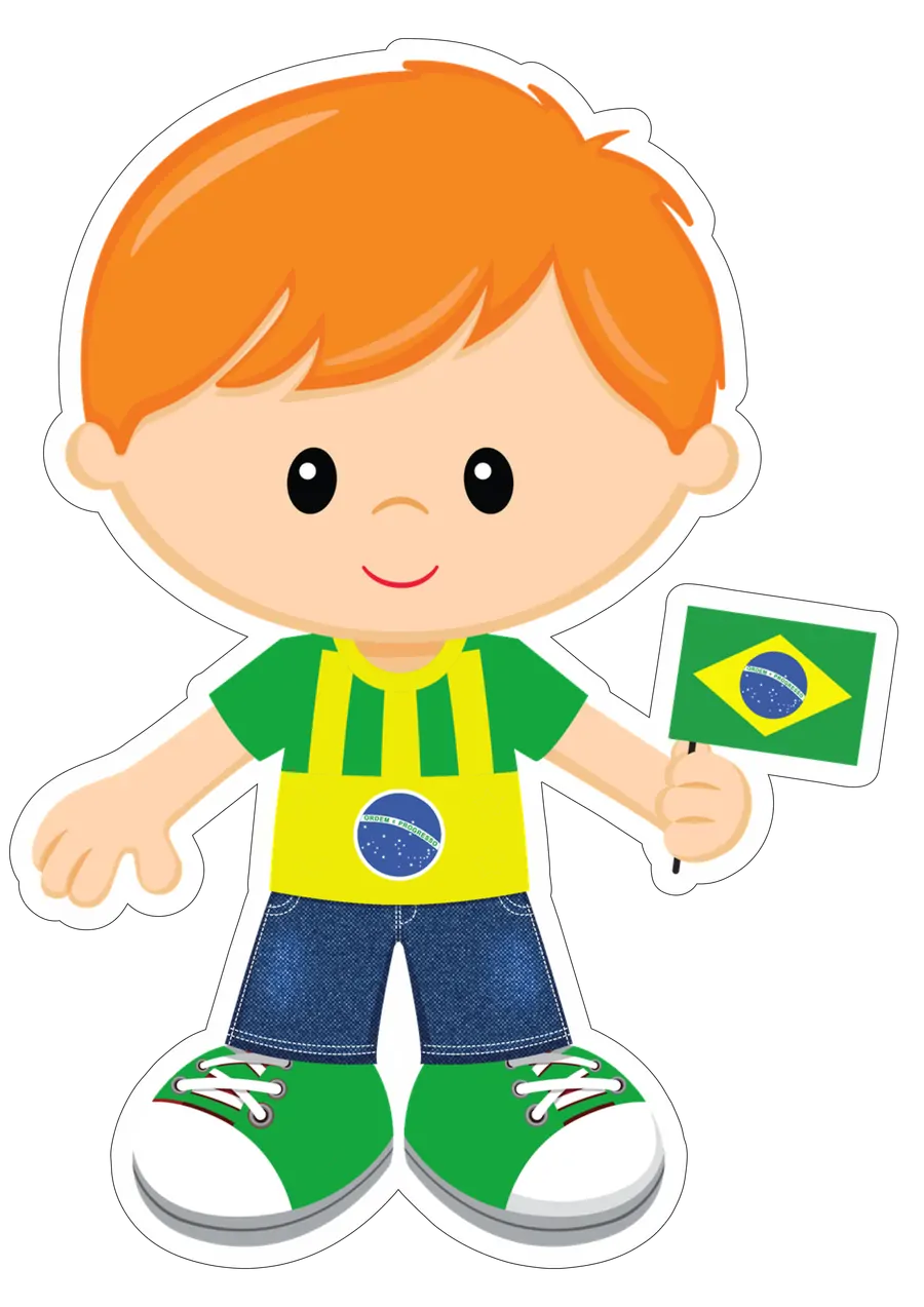Menino Ruivo Torcedor com Bandeira PNG transparente