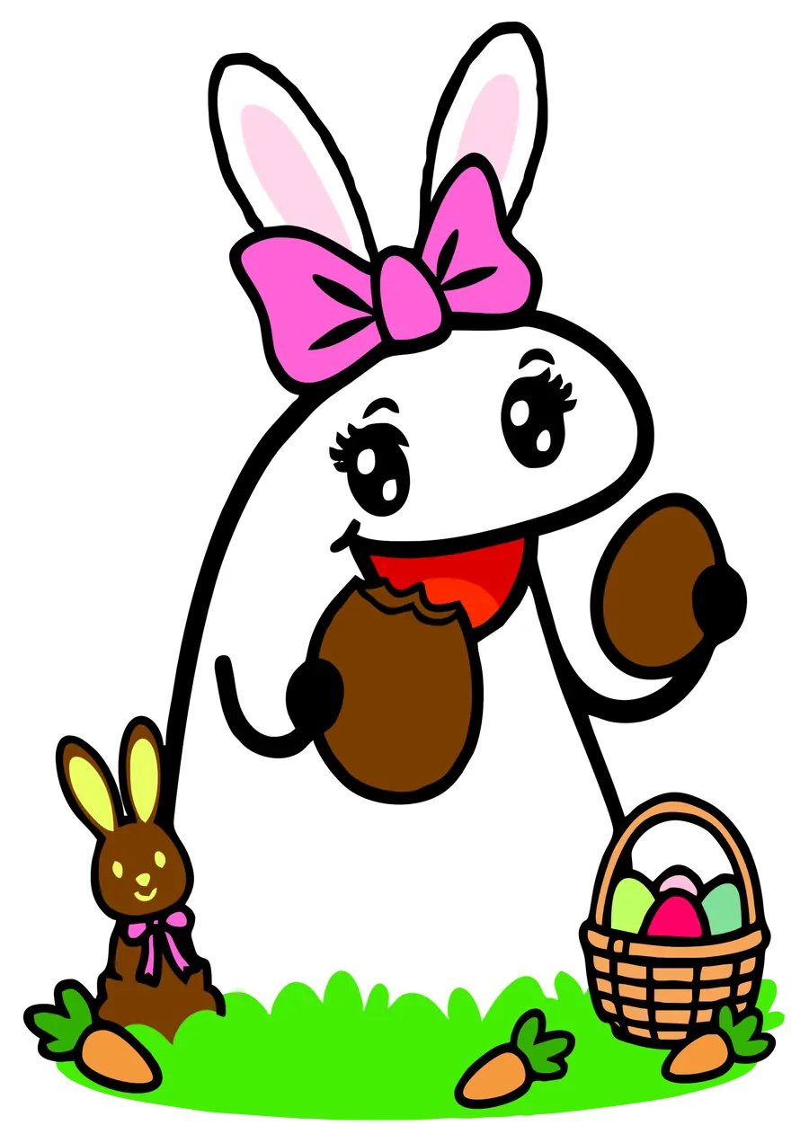 Flork Coelho com Ovos de Páscoa PNG transparente