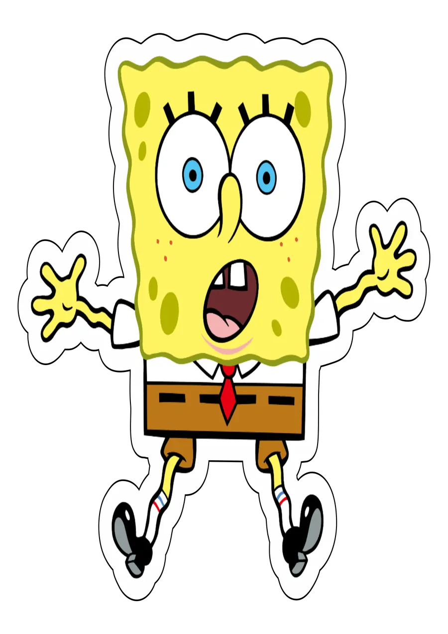 Bob Esponja Assustado com Braços Abertos PNG transparente