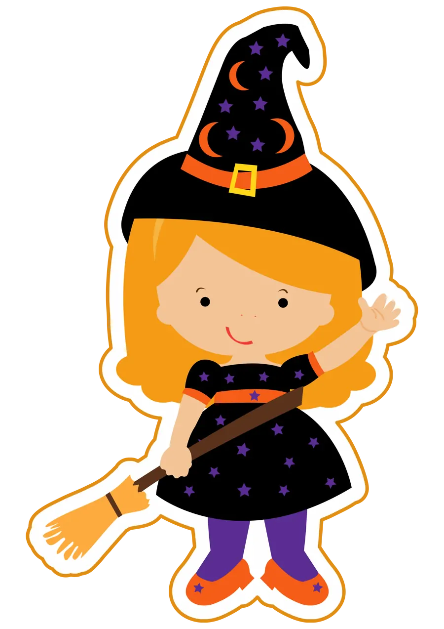 Menina Bruxinha Fofa de Halloween PNG transparente