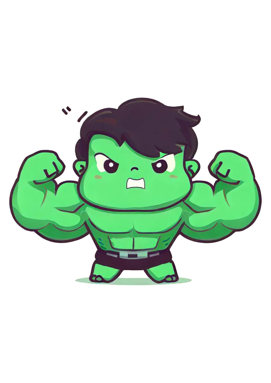 Hulk Baby Chibi Musculoso PNG transparente
