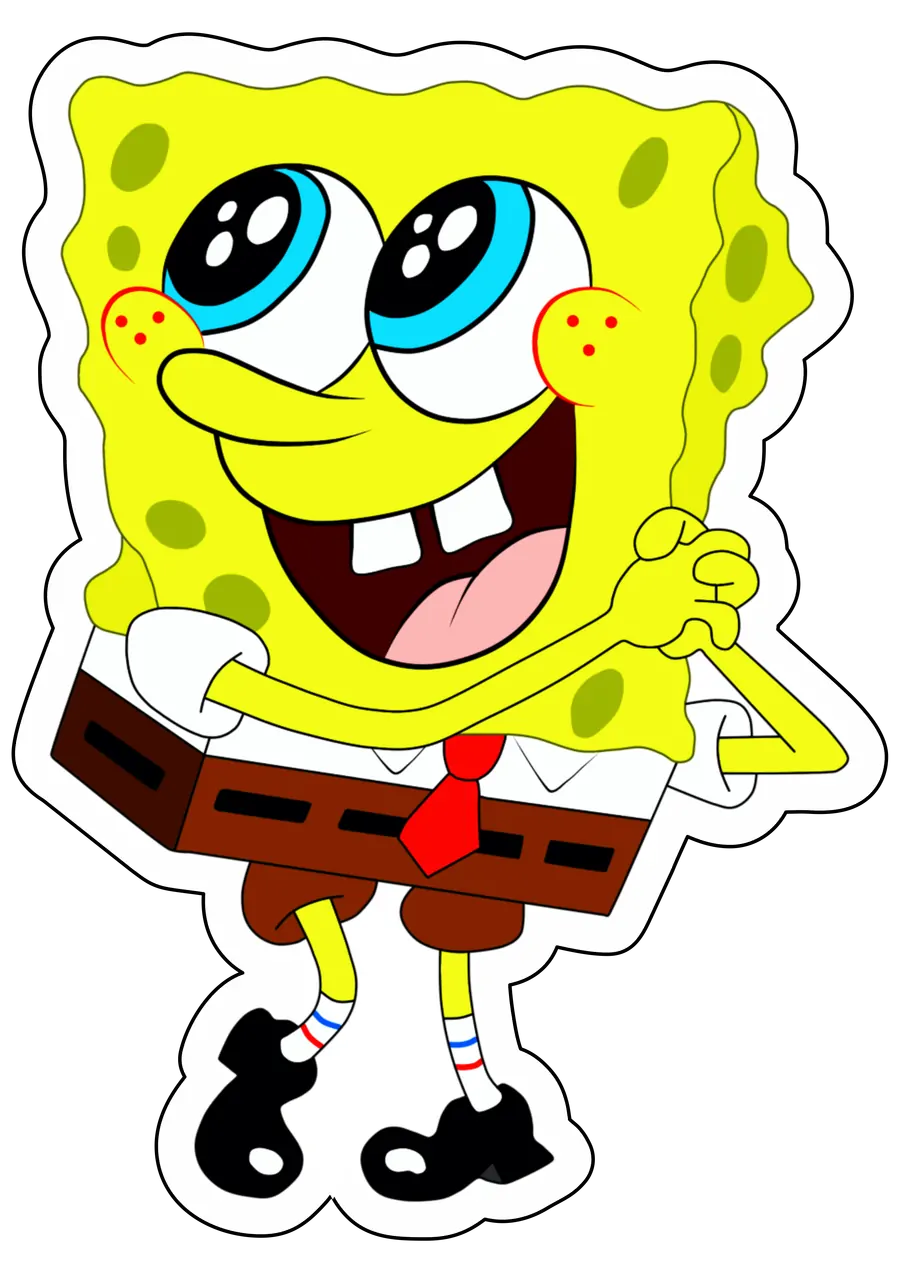 Bob Esponja com Olhos Brilhantes e Maos Juntas PNG transparente