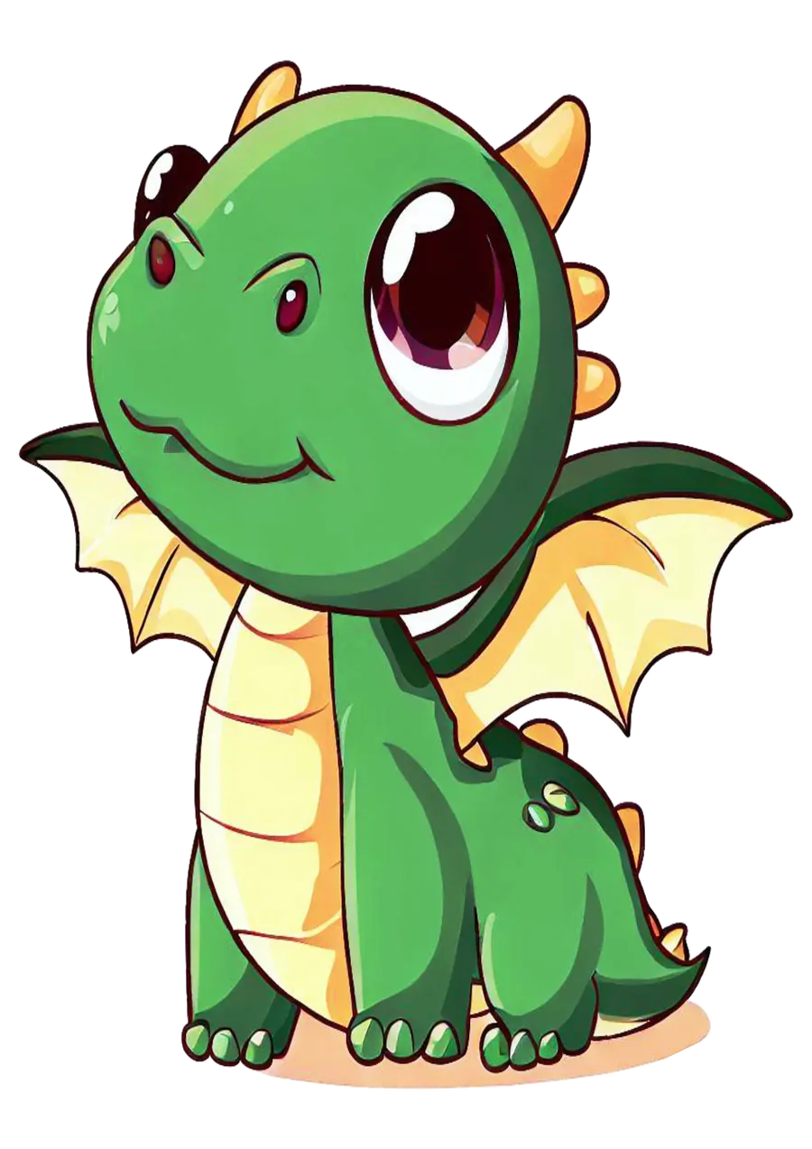 Dragãozinho Verde Sentado Fofo PNG transparente