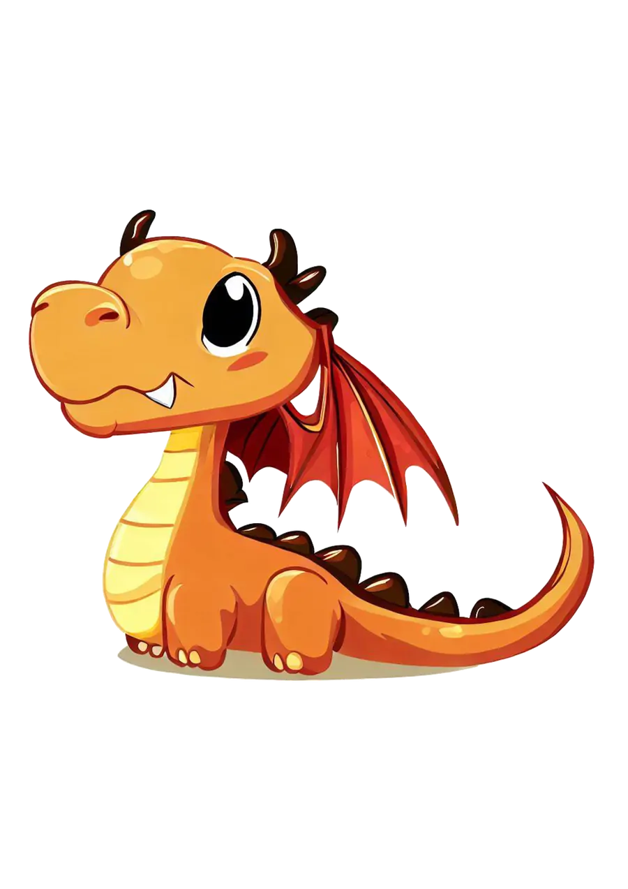 Dragão Bebê Fofinho Laranja PNG transparente
