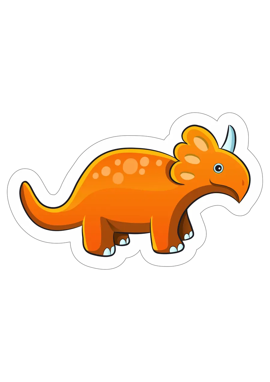 Baby Triceratops Laranja Fofo PNG transparente