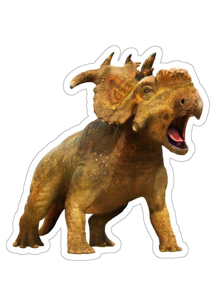 Triceratops Rugindo Realista PNG transparente