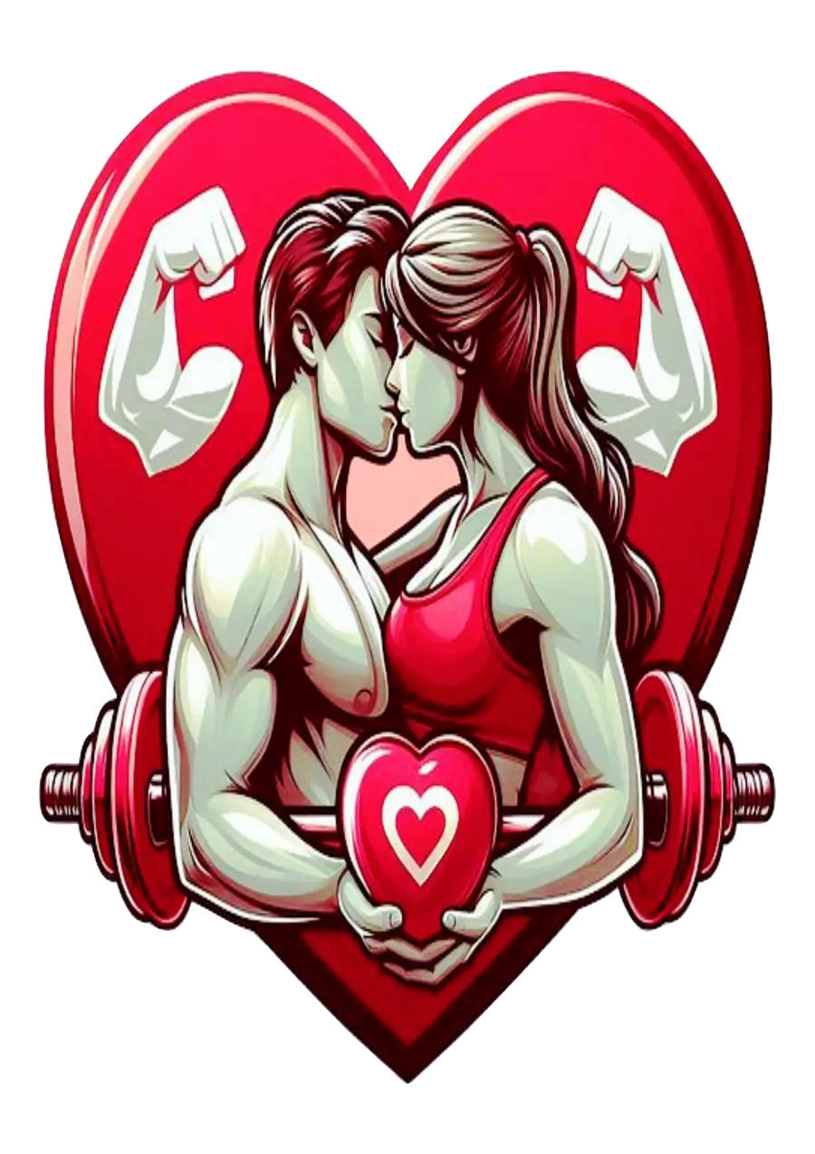 Casal Fitness Forte com Coração PNG transparente