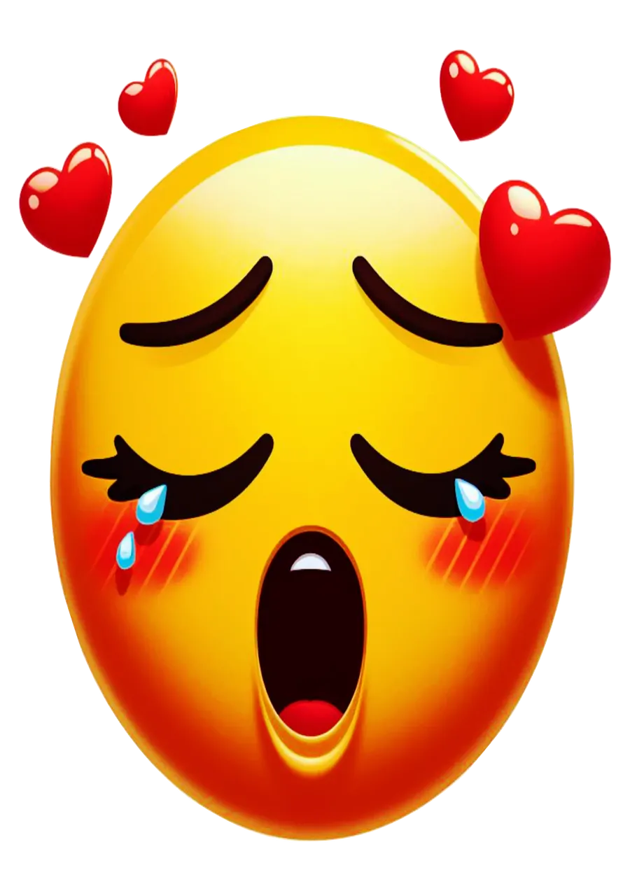 Emoji Triste e Apaixonado com Corações PNG transparente