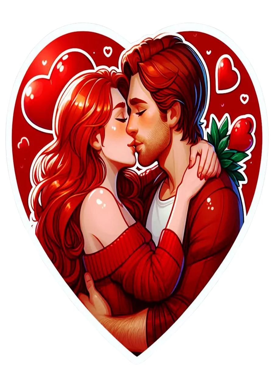 Casal Jovem Ruivo Se Beijando PNG transparente