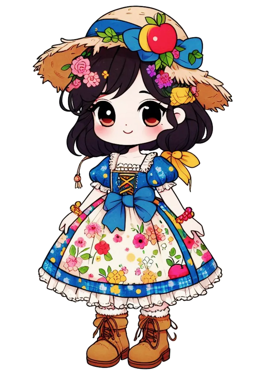 Menina Caipira com Chapeu de Palha PNG transparente