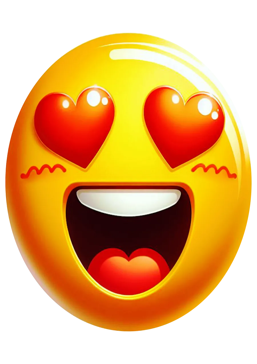 Emoji com Coracoes nos Olhos PNG transparente