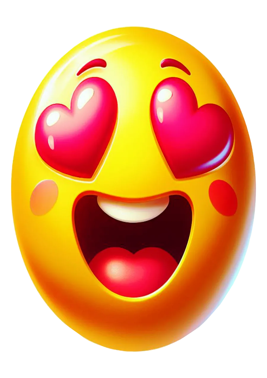 Emoji Sorridente com Olhos de Coracao PNG transparente