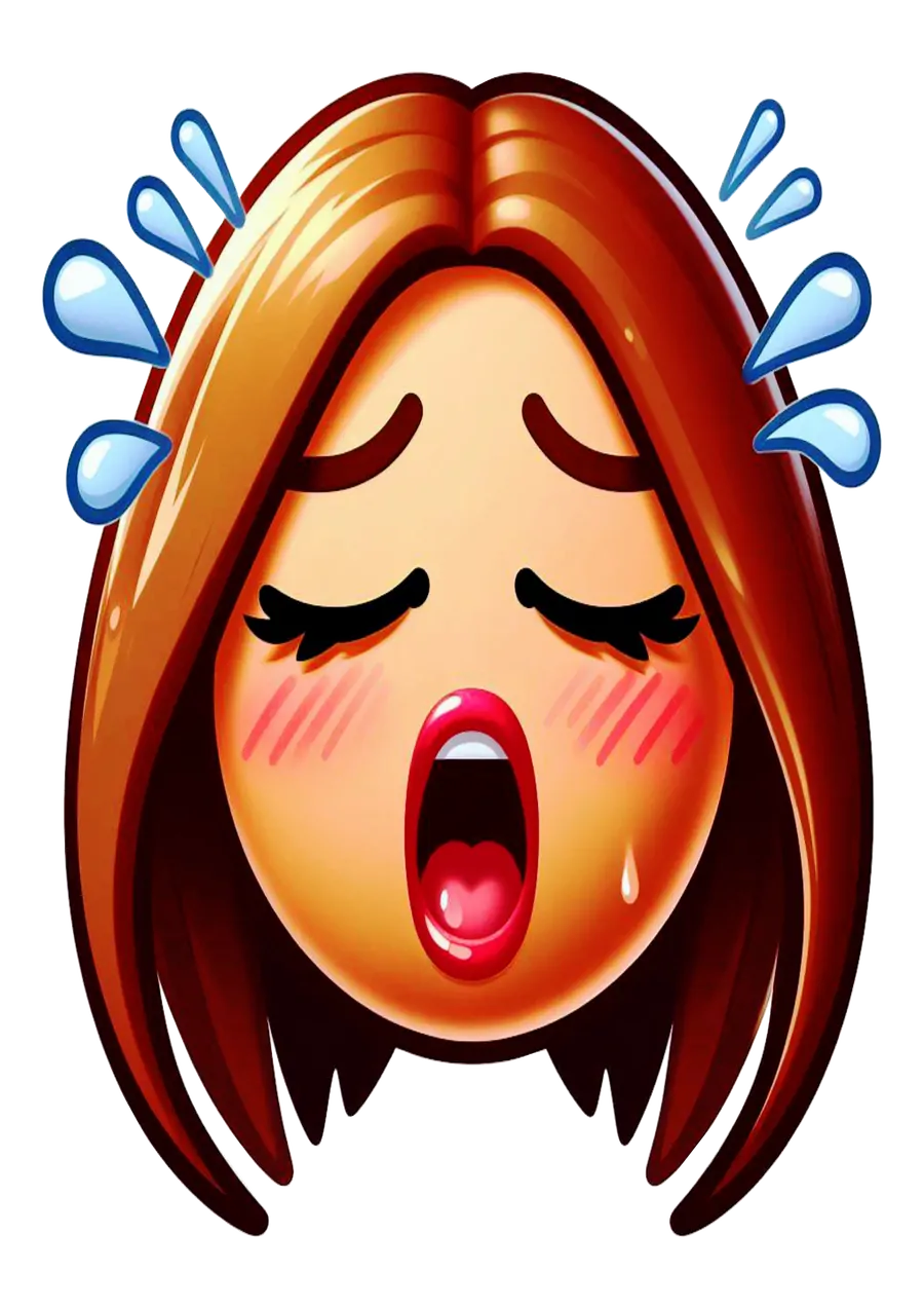 Emoji Feminino com Suor e Olhos Fechados PNG transparente