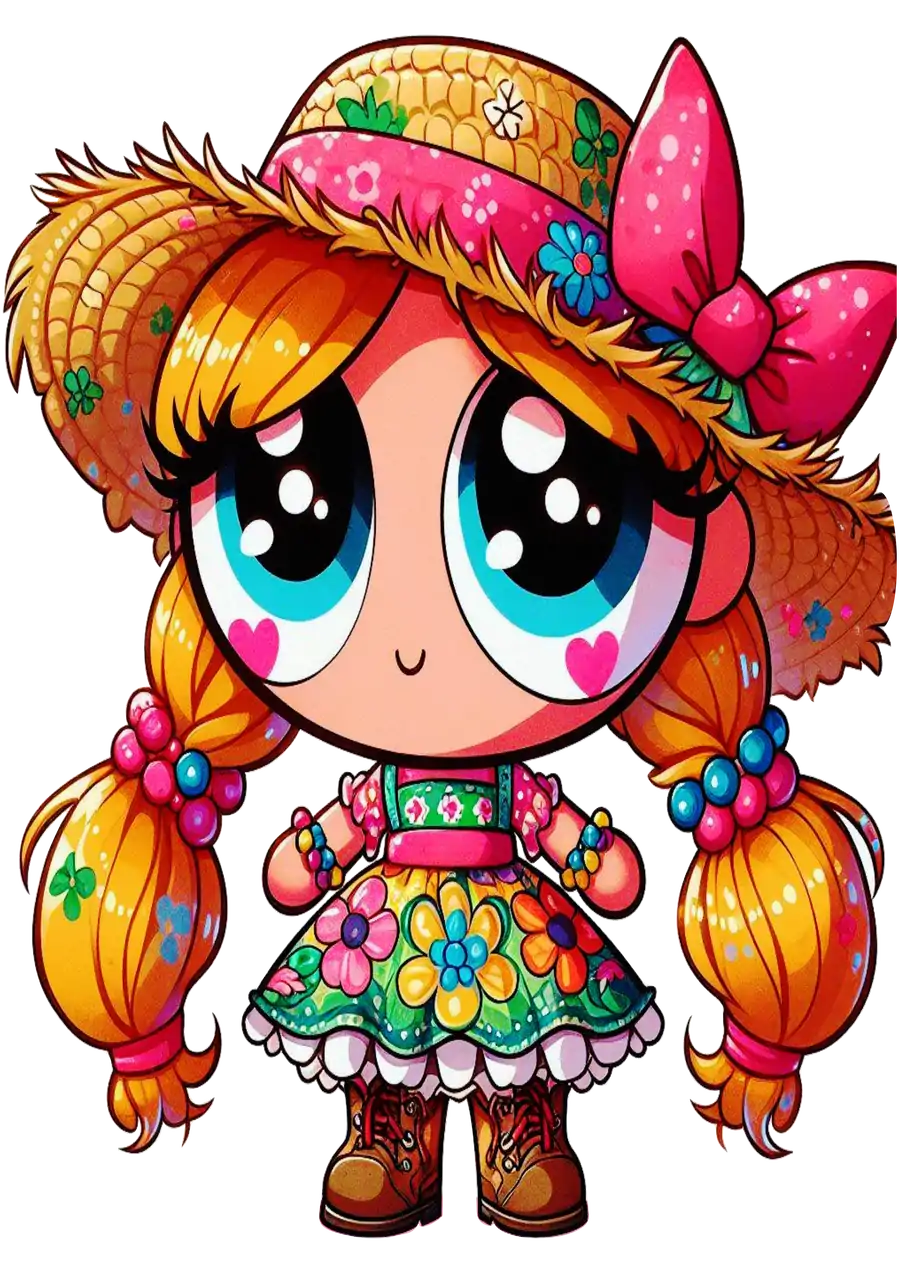 Menina Superpoderosa Caipira Olhos De Coracao PNG transparente