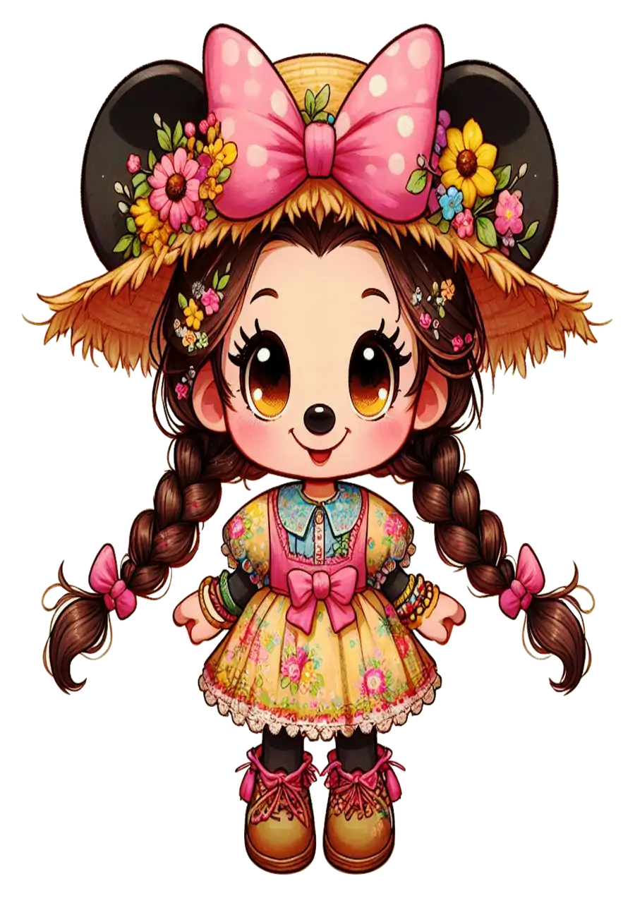 Minnie Mouse com Fantasia de Festa Junina PNG transparente